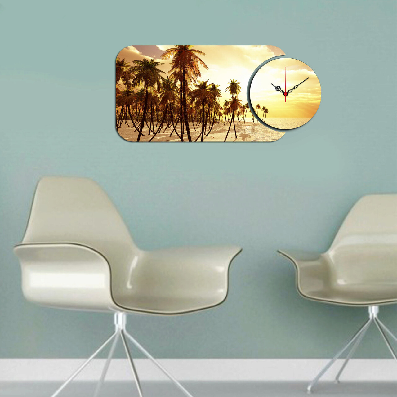 Ceas de perete, YMS-71, Dimensiune: 68 x 32 cm, Multicolor - imagine 3